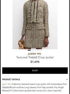 Jason Wu Beige Multi Textured Tweed Crop Jacket